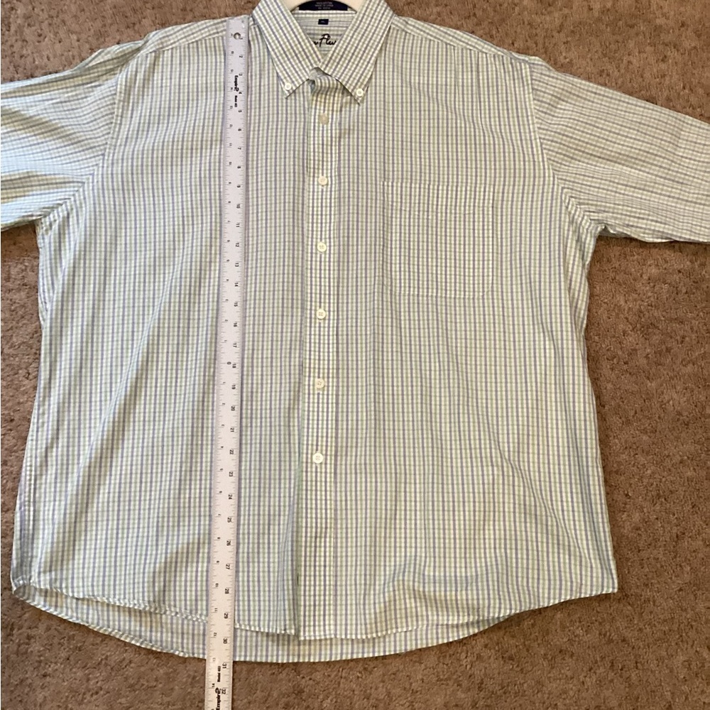 Men’s Alan Flusser small plaid green and blue button down, Size XL, Lightweight - Picture 16 of 17